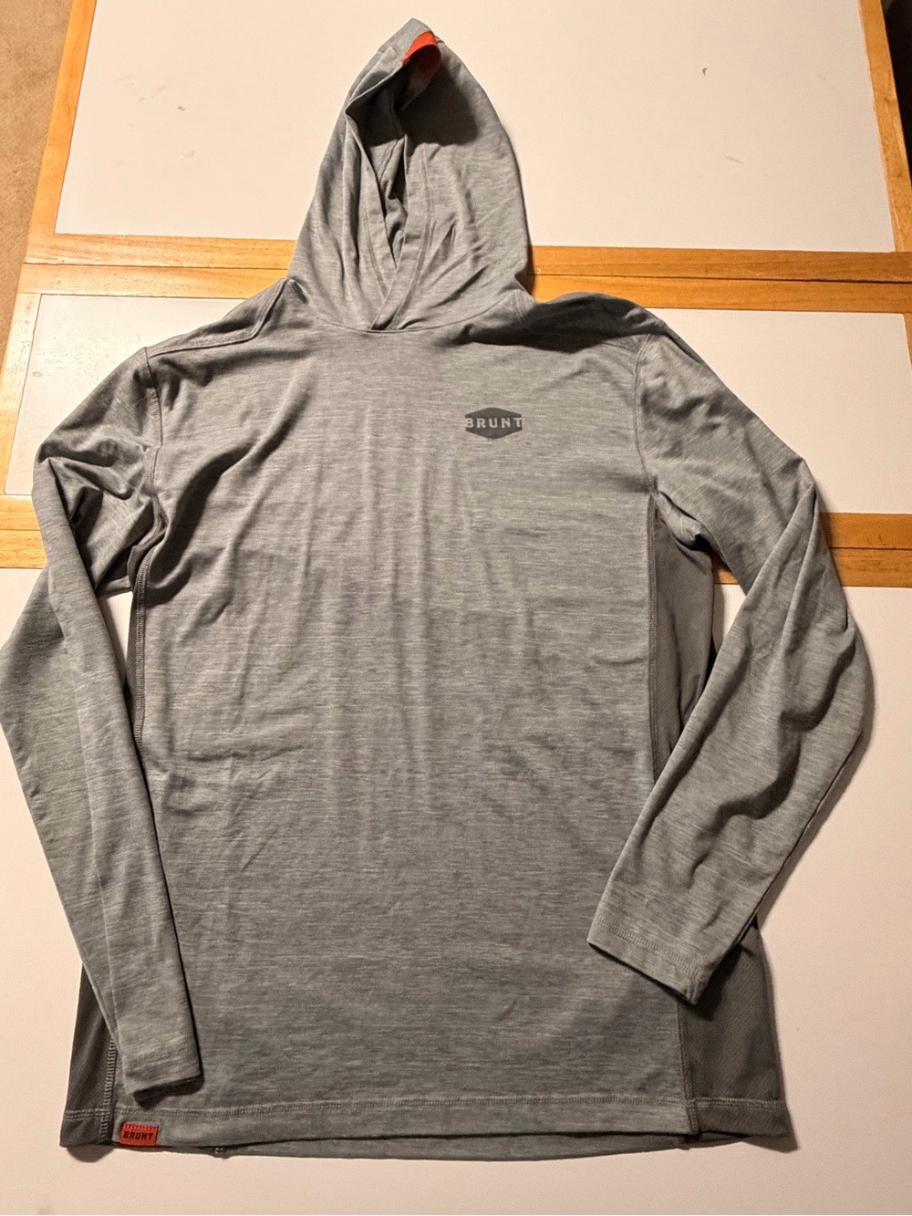 Mens BRUNT MCKENNA TECH Hoodie Sun UPF 50 Gray Size S MINT!